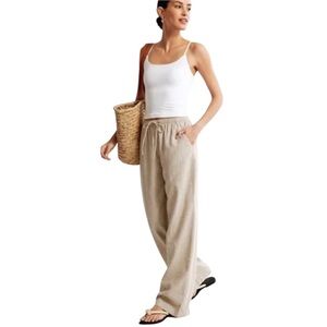 Dolma 100% Linen Drawstring Pants in Oatmeal Drawstring Pockets - XL NWT
